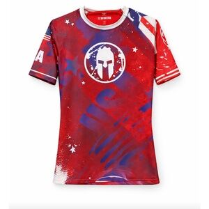 Spartan Race x LegendBorne Athletic Jersey Shirt Red Blue USA Patriotic Limited